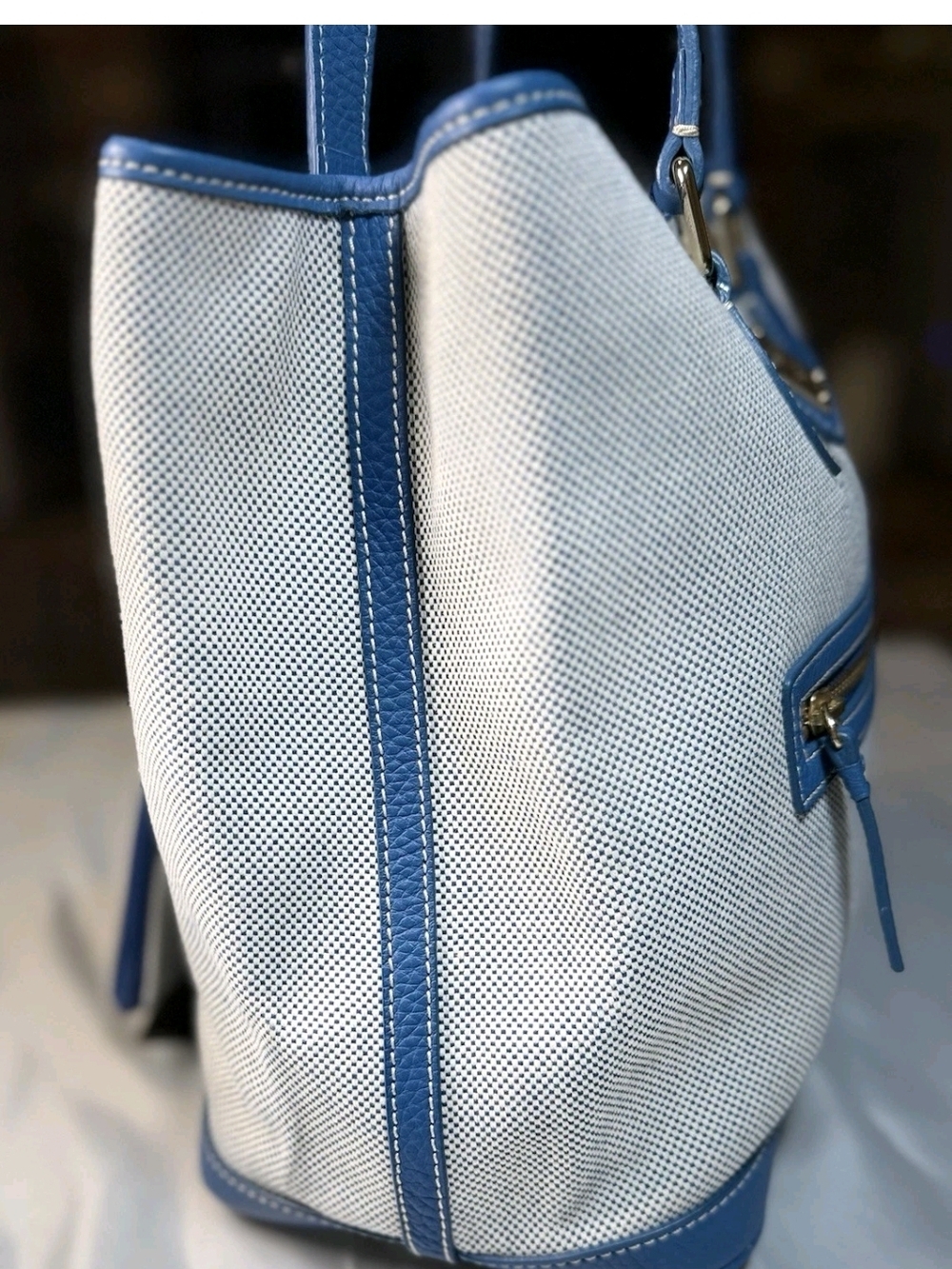 Dooney & Bourke Light Blue Trim Canvas Tote Bag - Women - Picture 7 of 11